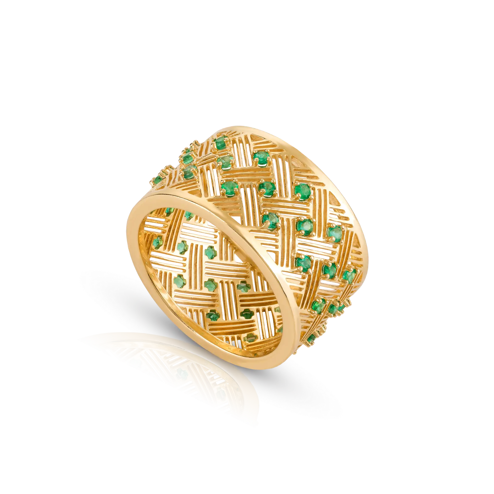 Anel Ouro Amarelo 19K com Esmeraldas - Image 1