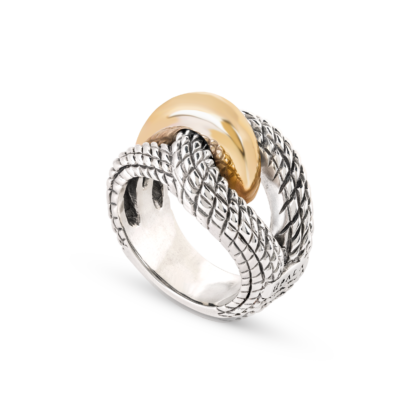 Knot - Anel Prata 925 Ouro 9K